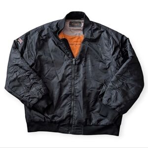 Ben Sherman Black Bomber Jacket with Bold Orange Interior